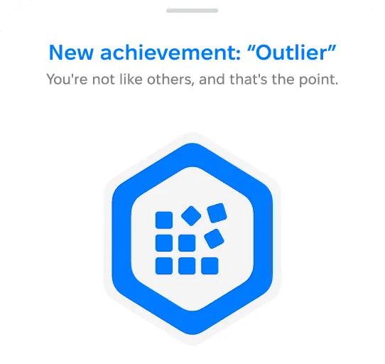 Outlier achievement badge in Growy